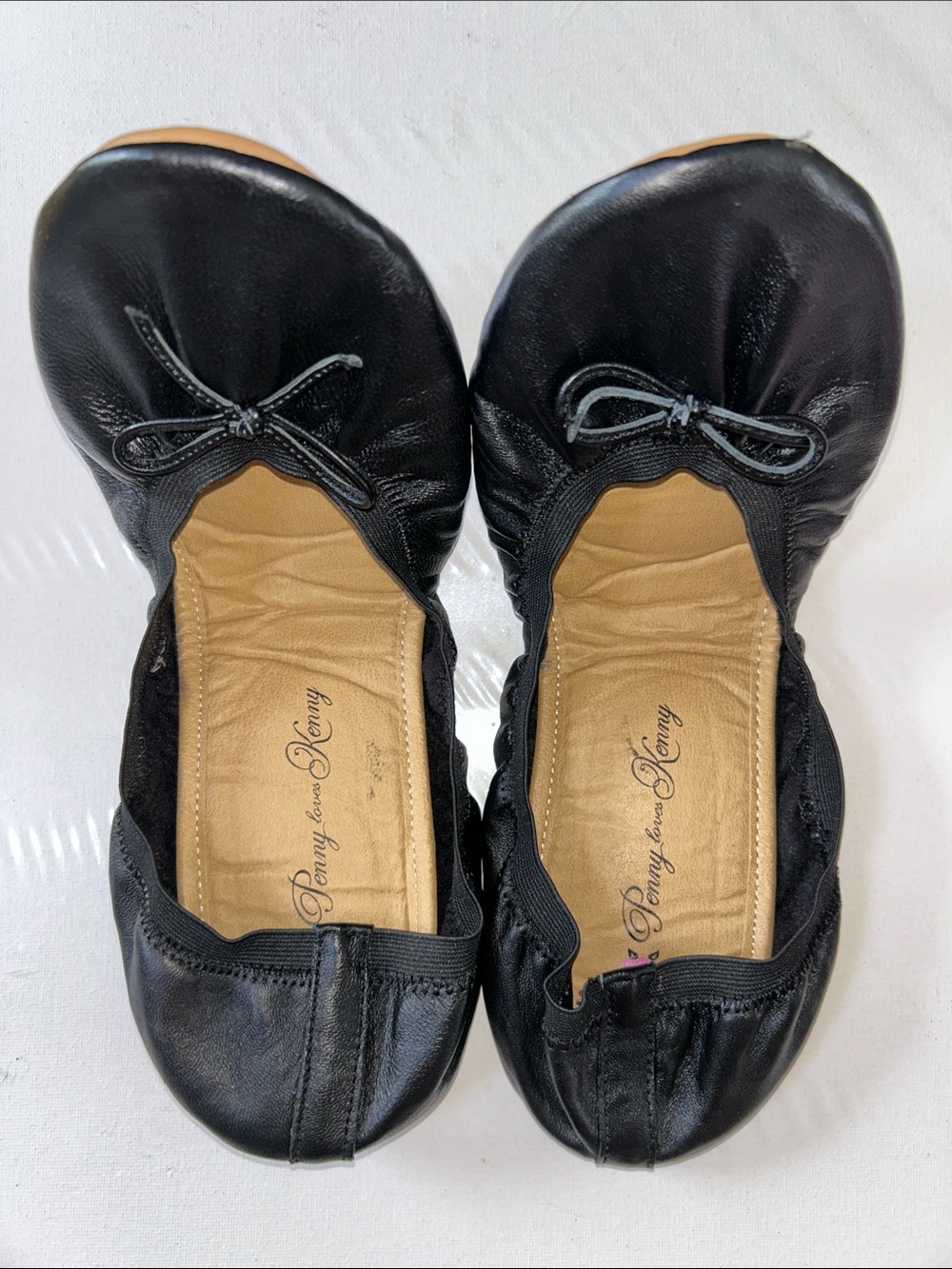Penny Loves Kenny Cookie Black Leather Bow Ballet Flats